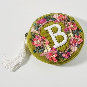 Anthropologie X Anna Harlow Russo Monogram Letter B Bag With Sequins and Tassel